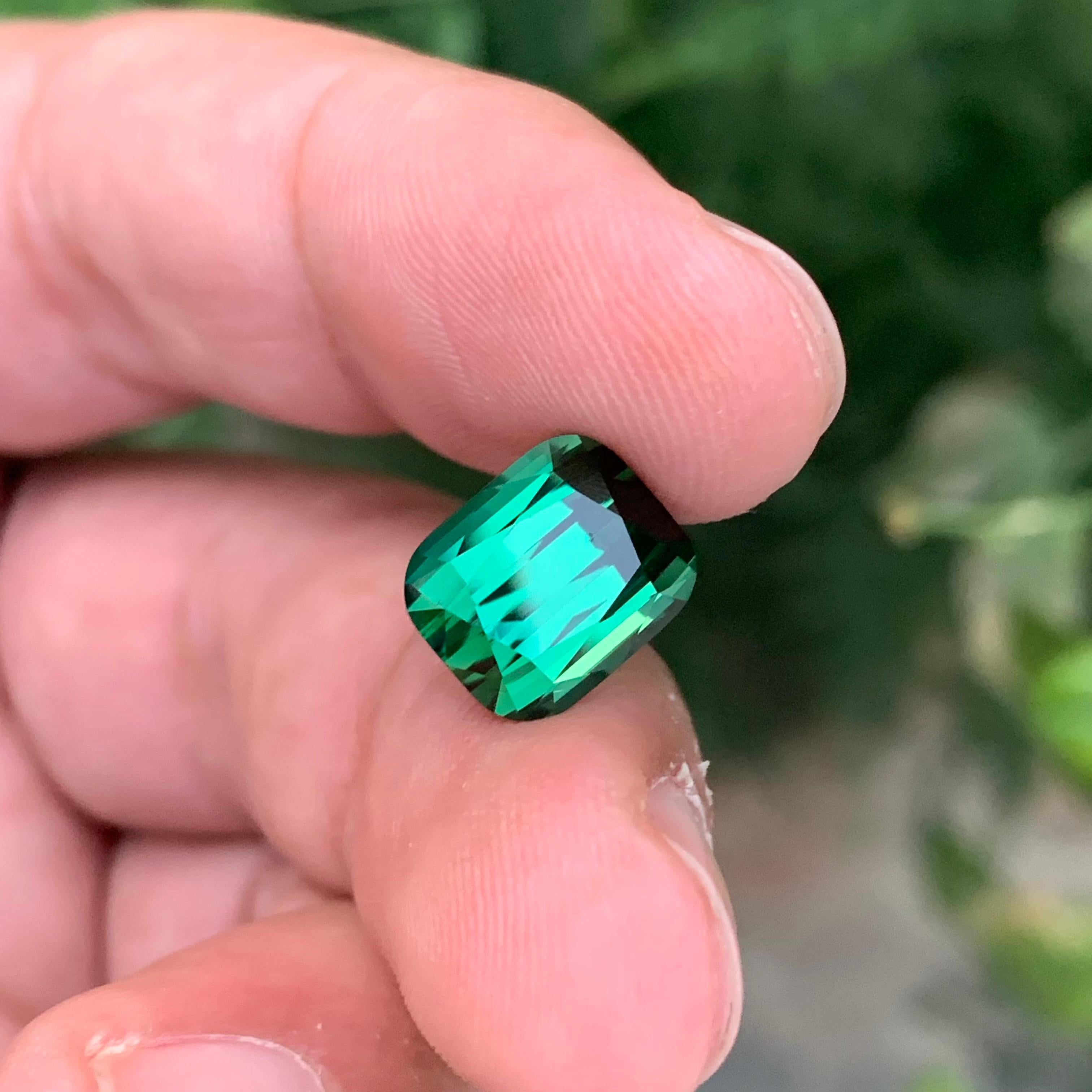 5.95 Carat Natural Loose Green Tourmaline Cushion Shape Gem en vente 2