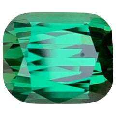 Gema natural suelta de turmalina verde de 5.95 quilates en forma de cojín