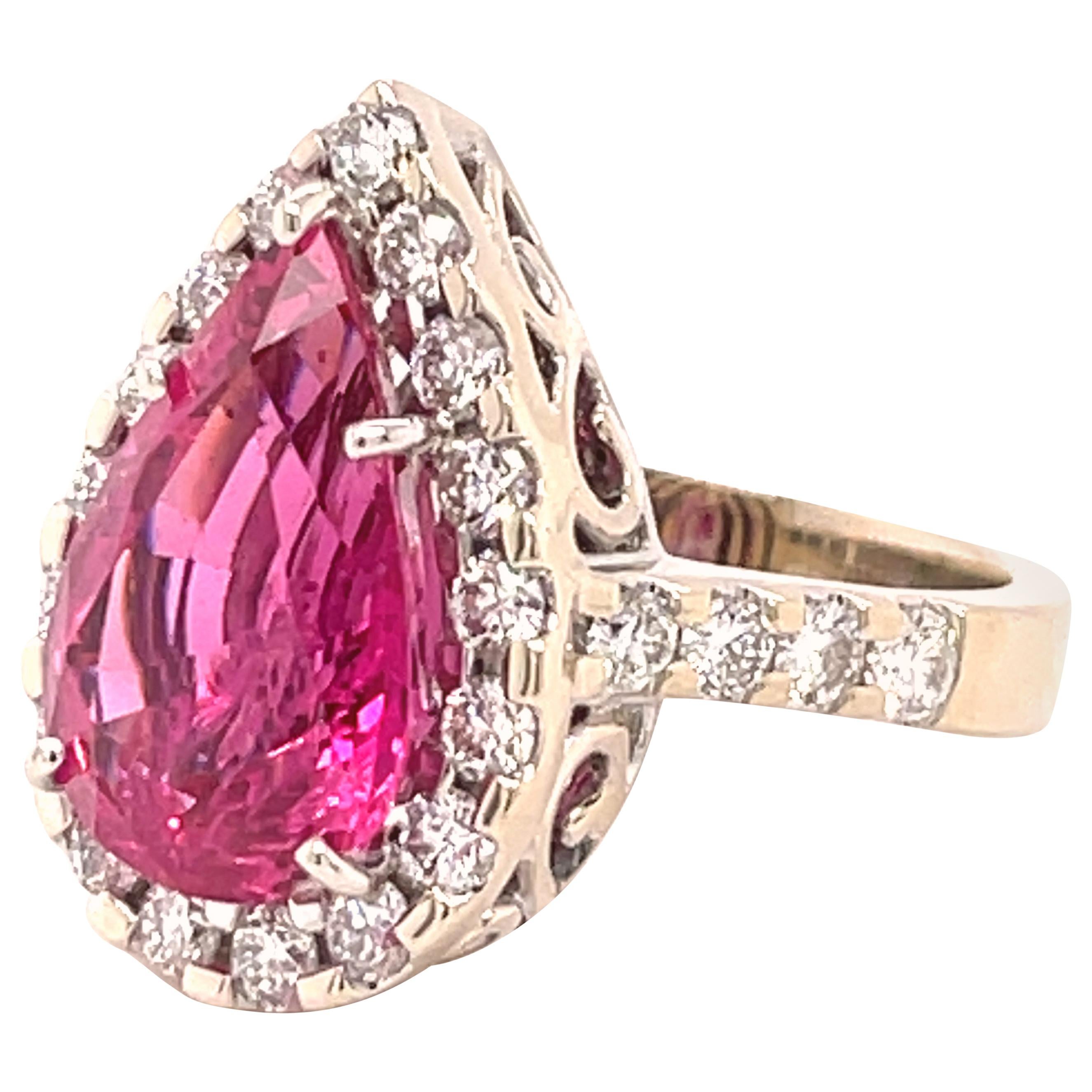 5.95 Carat Pink Spinel Diamond Gold Ring For Sale