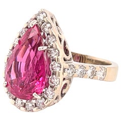 Anillo de oro con diamantes y espinela rosa de 5,95 quilates