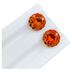 Superbe paire de citrine Madeira facettée de 5,95 carats de forme ronde pour boucles d'oreilles