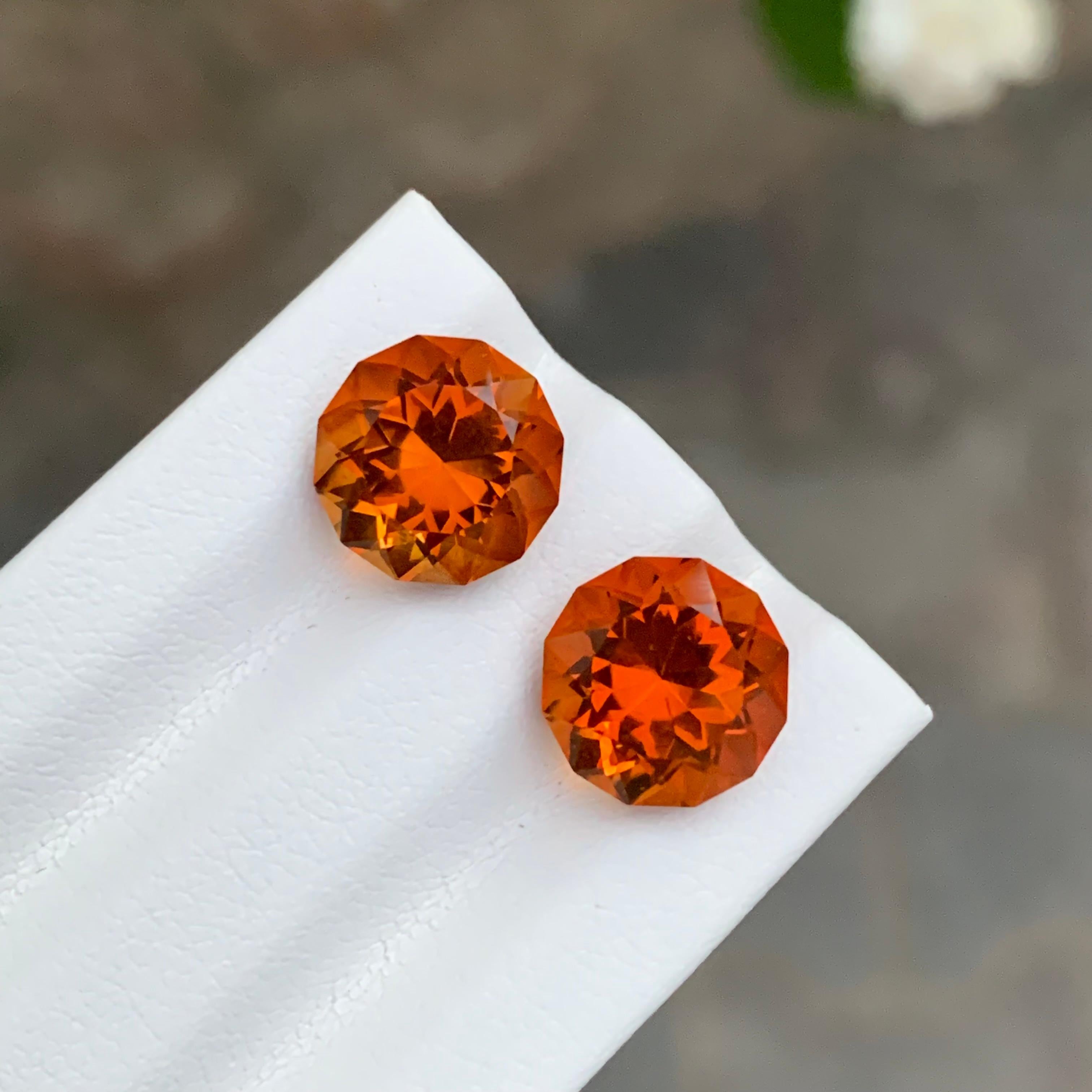 5,95 Quilates Impresionante Pareja de Citrinos de Madeira Facetados Forma Redonda Gema Para Pendientes Corte redondo en venta