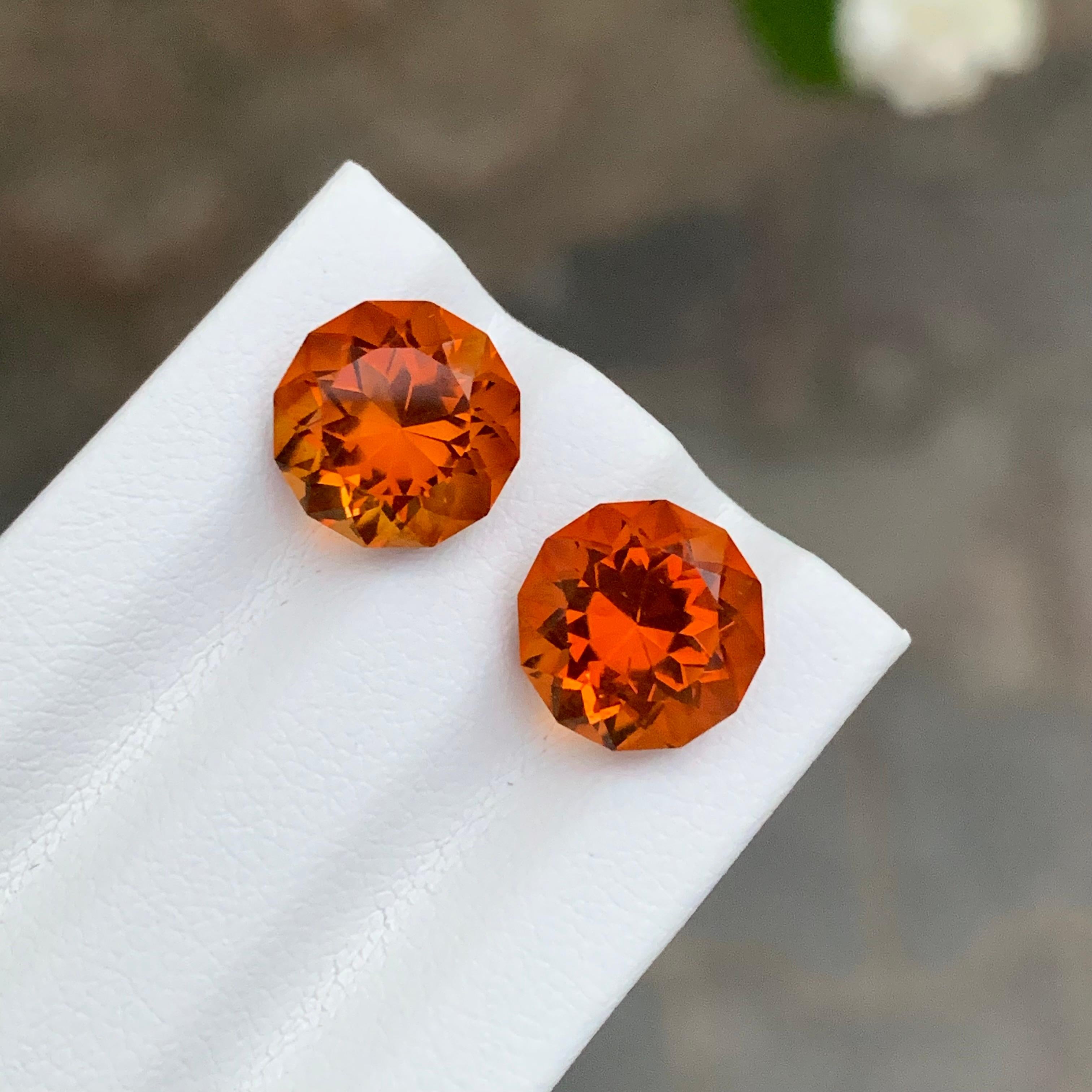 5,95 Quilates Impresionante Pareja de Citrinos de Madeira Facetados Forma Redonda Gema Para Pendientes en Nuevo estado para la venta en Peshawar, PK