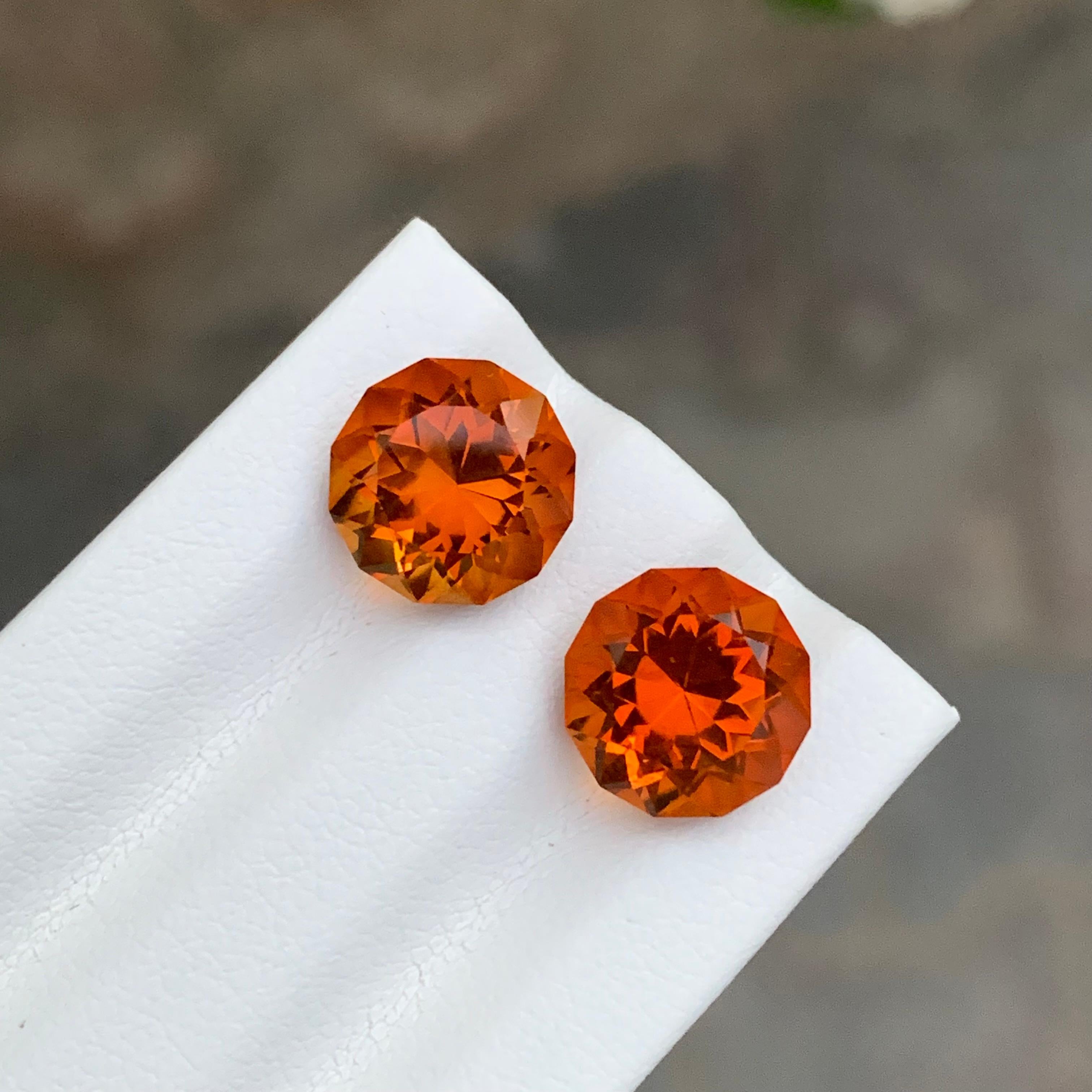 Femenino o masculino 5,95 Quilates Impresionante Pareja de Citrinos de Madeira Facetados Forma Redonda Gema Para Pendientes en venta