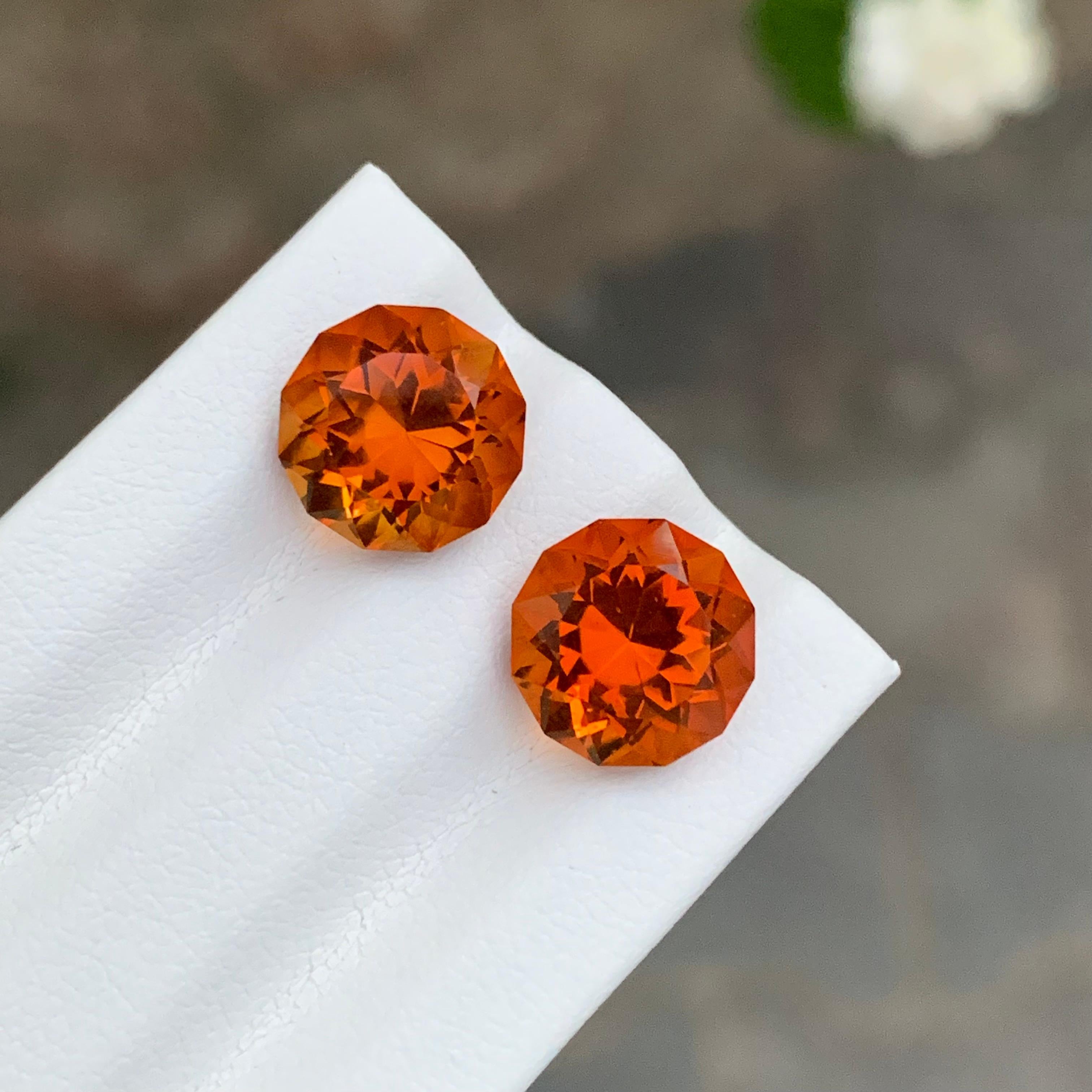 5,95 Quilates Impresionante Pareja de Citrinos de Madeira Facetados Forma Redonda Gema Para Pendientes en venta 2