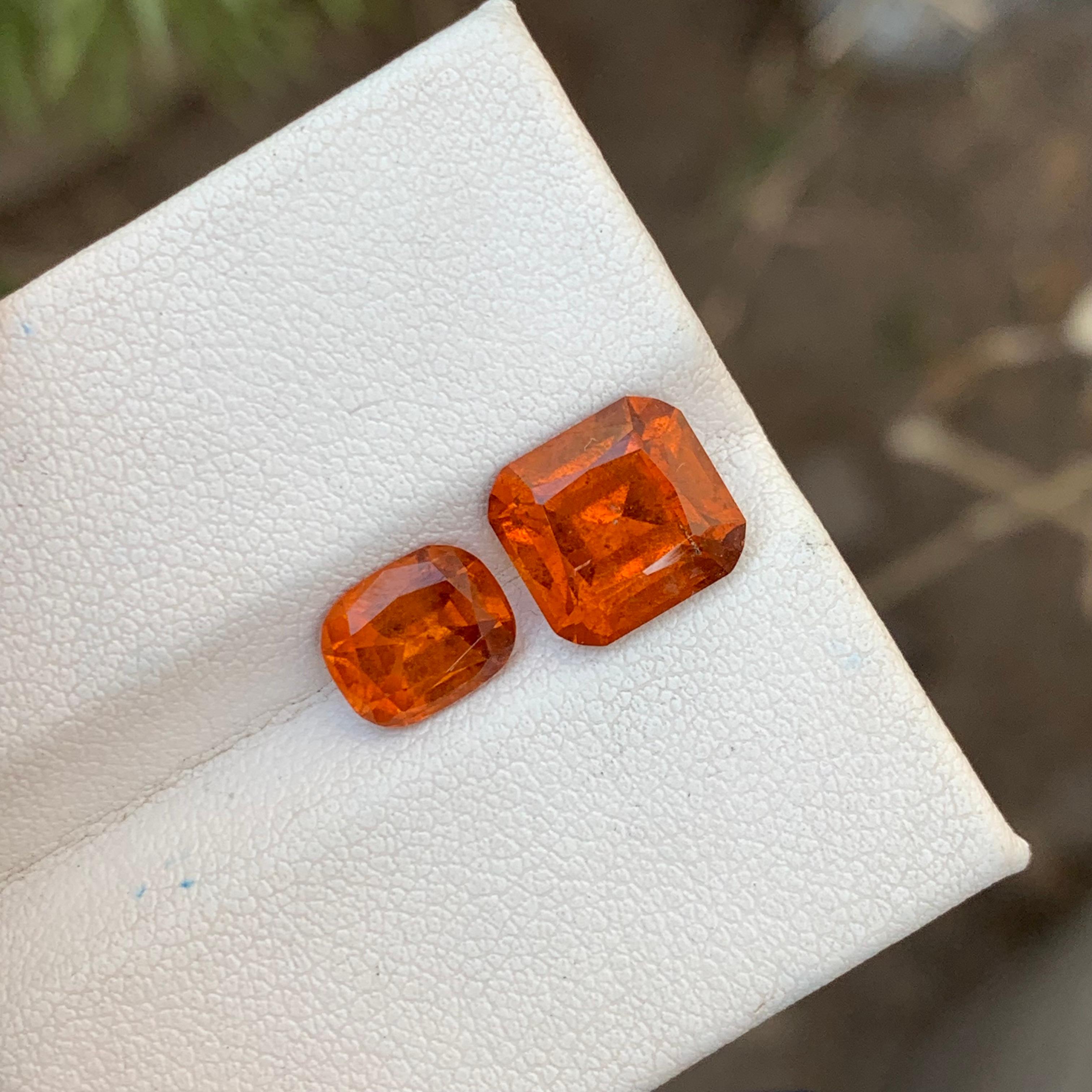 5.95 Carats Natural Loose Hessonite Garnet 2 Pieces For Ring Jewelry Making  For Sale 6