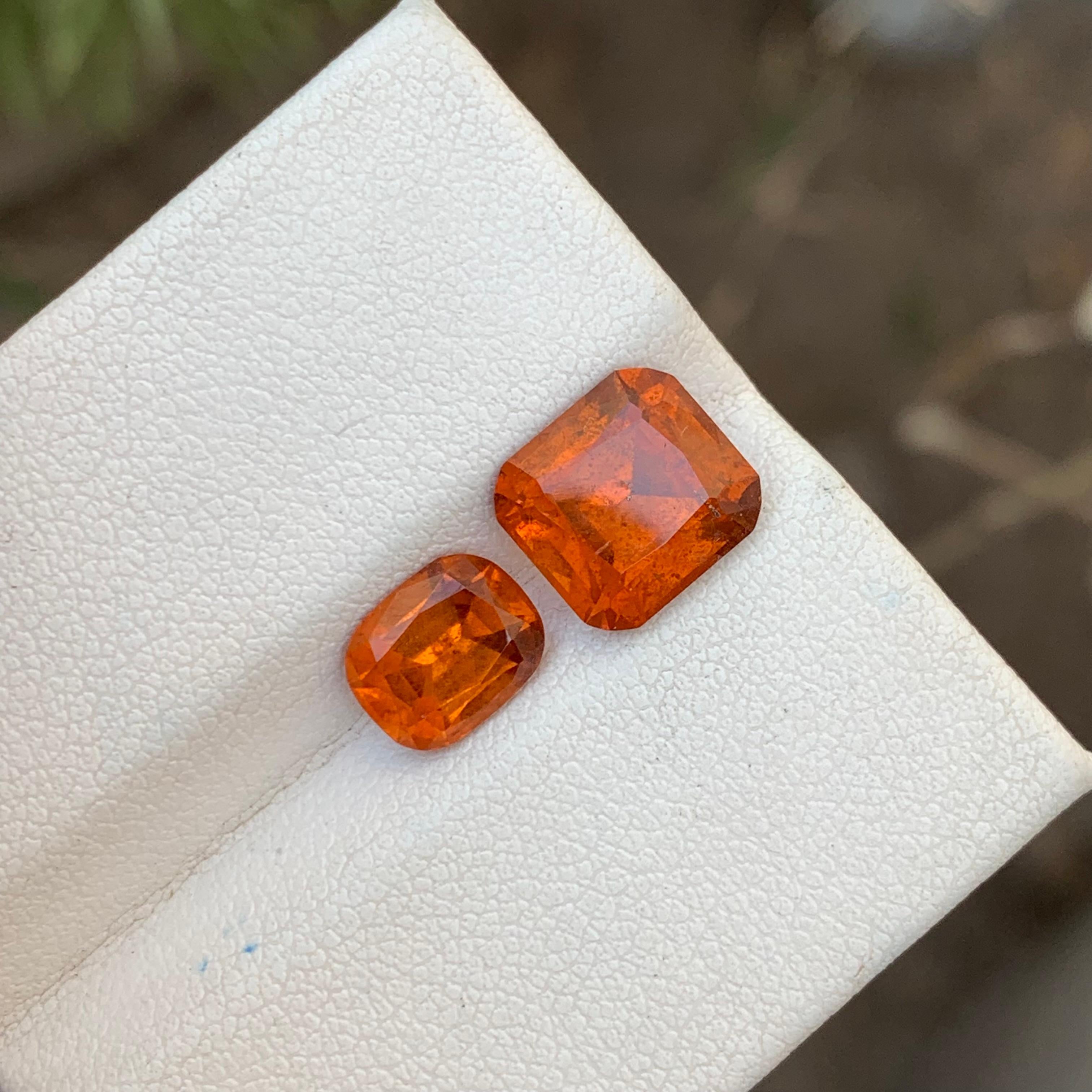 5.95 Carats Natural Loose Hessonite Garnet 2 Pieces For Ring Jewelry Making  For Sale 7