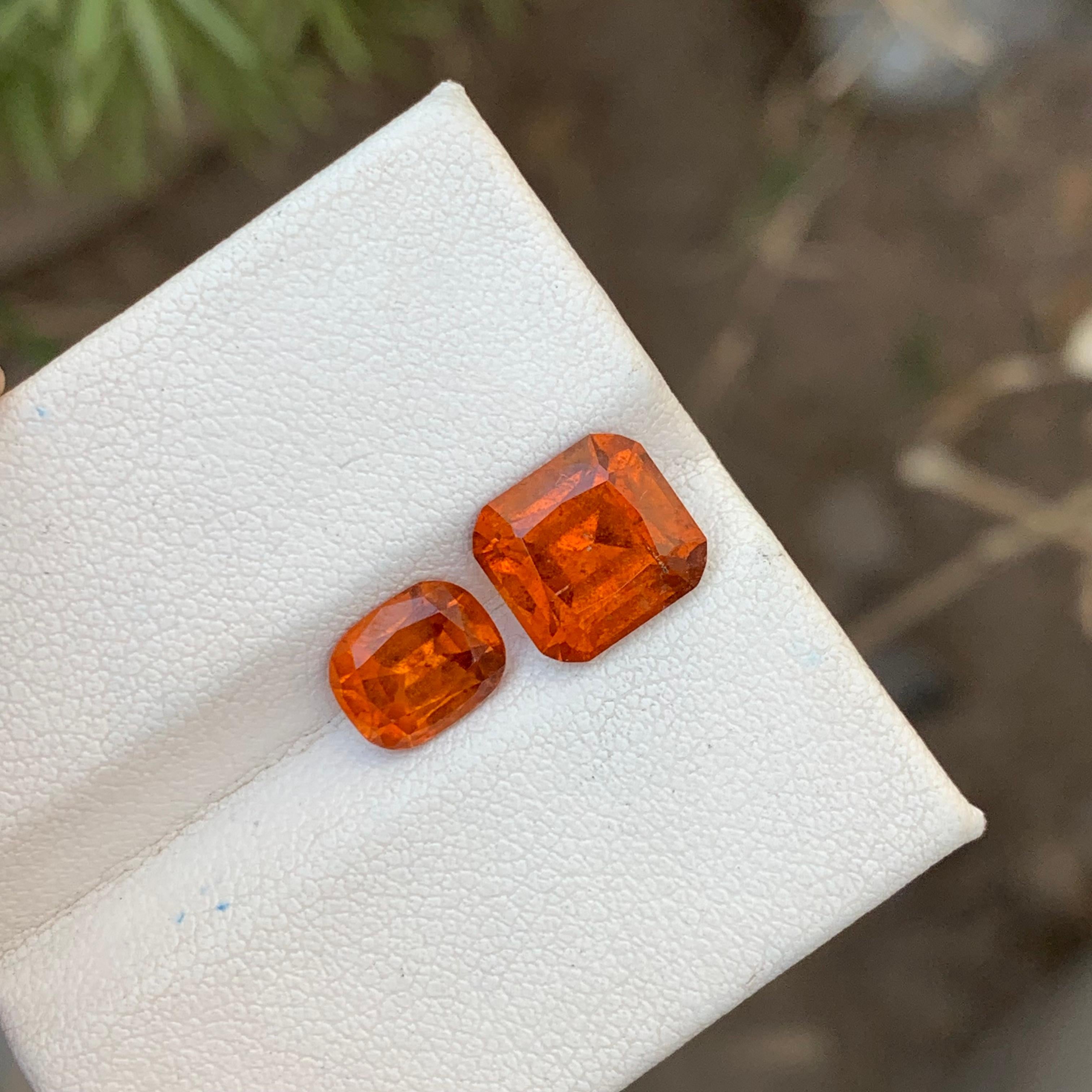 5.95 Carats Natural Loose Hessonite Garnet 2 Pieces For Ring Jewelry Making  For Sale 8