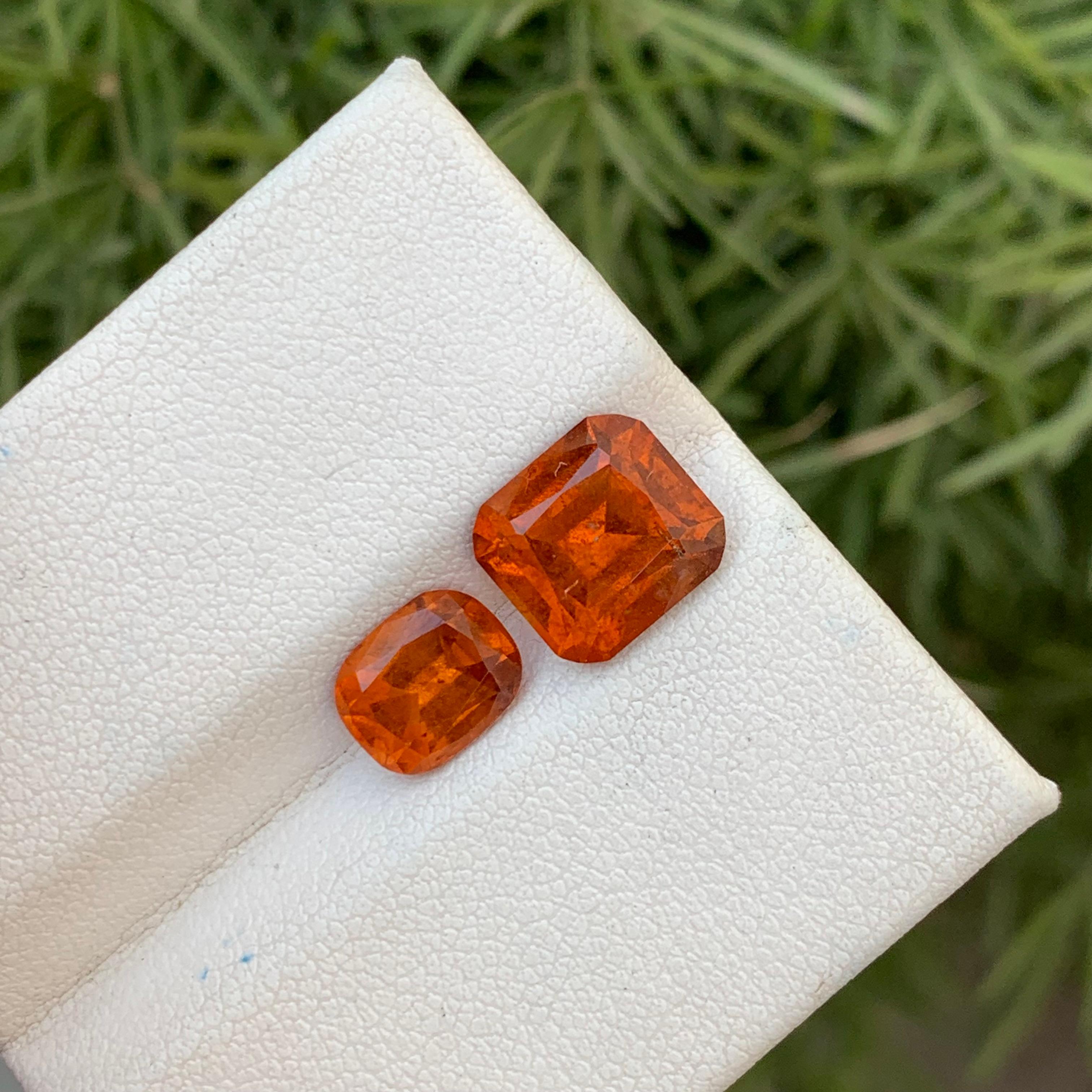 5.95 Carats Natural Loose Hessonite Garnet 2 Pieces For Ring Jewelry Making  For Sale 9