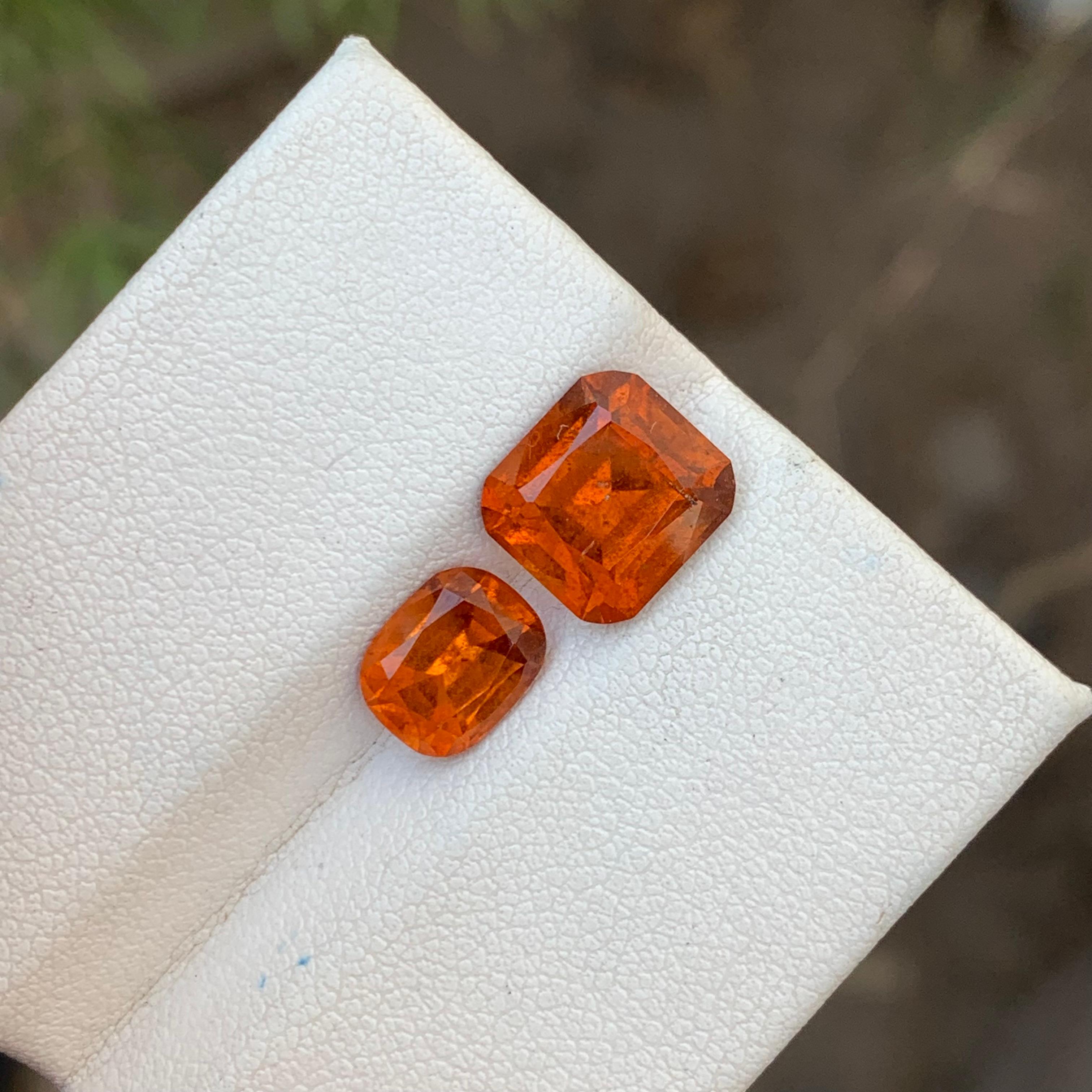 5.95 Carats Natural Loose Hessonite Garnet 2 Pieces For Ring Jewelry Making  For Sale 10