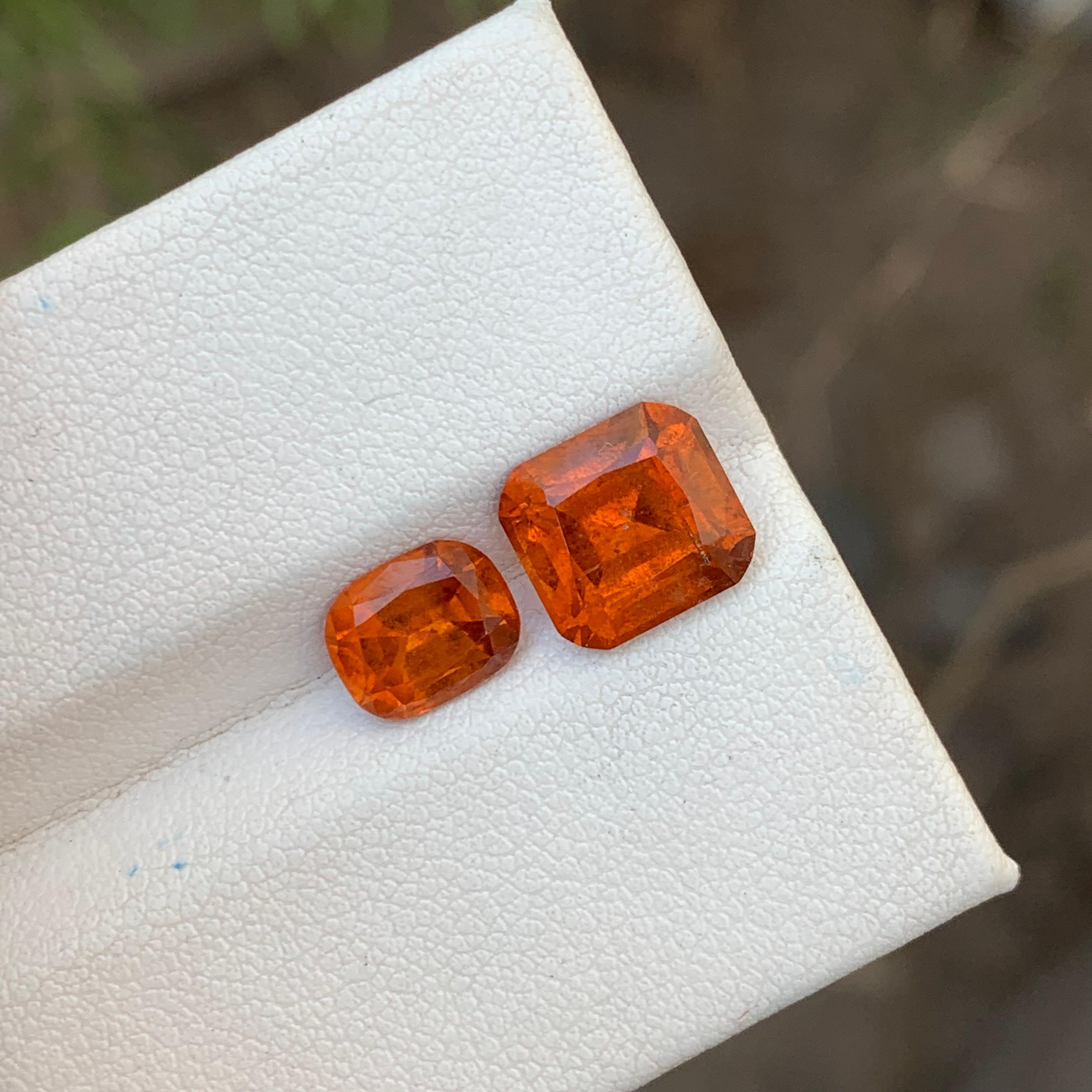5.95 Carats Natural Loose Hessonite Garnet 2 Pieces For Ring Jewelry Making  For Sale 11