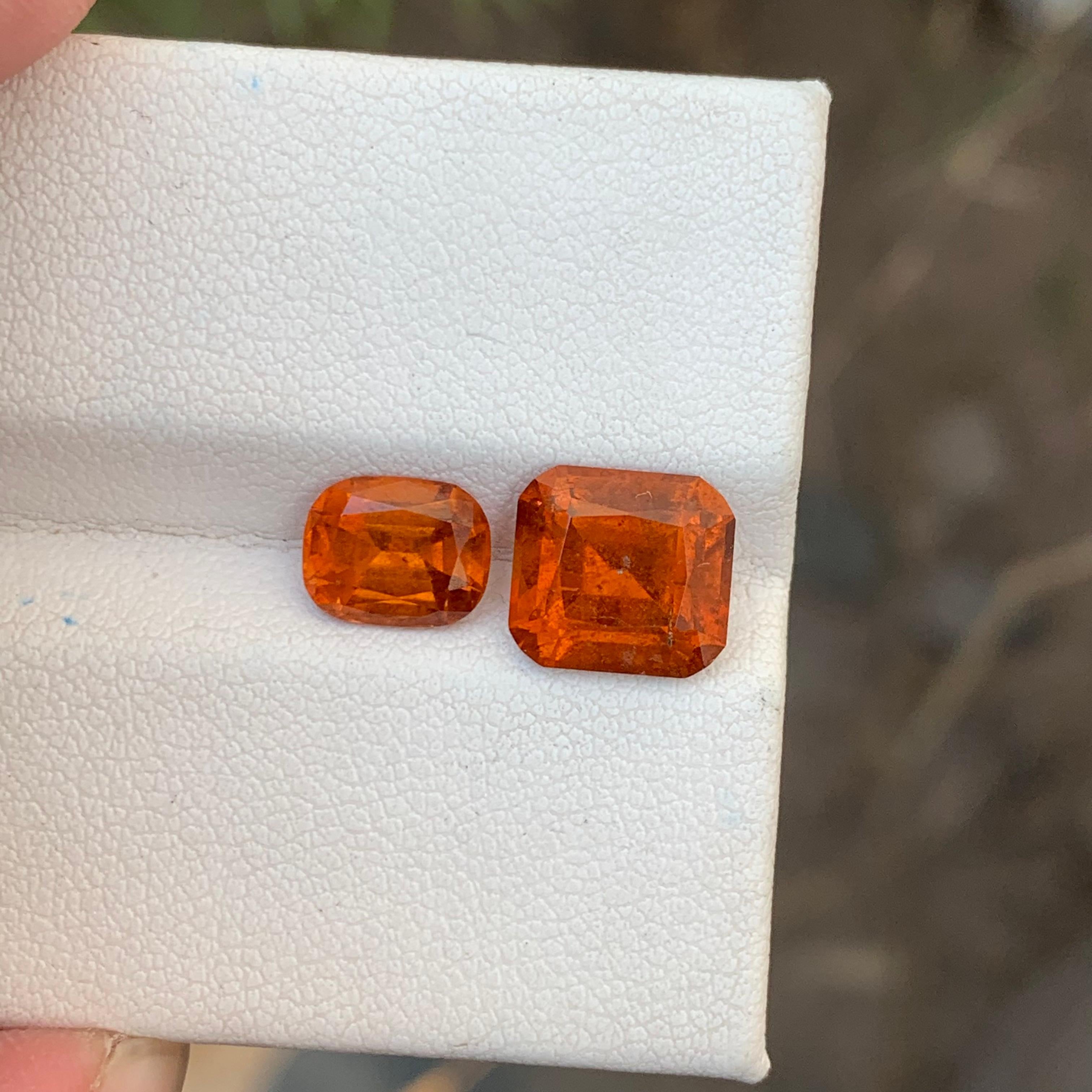 5.95 Carats Natural Loose Hessonite Garnet 2 Pieces For Ring Jewelry Making  For Sale 12