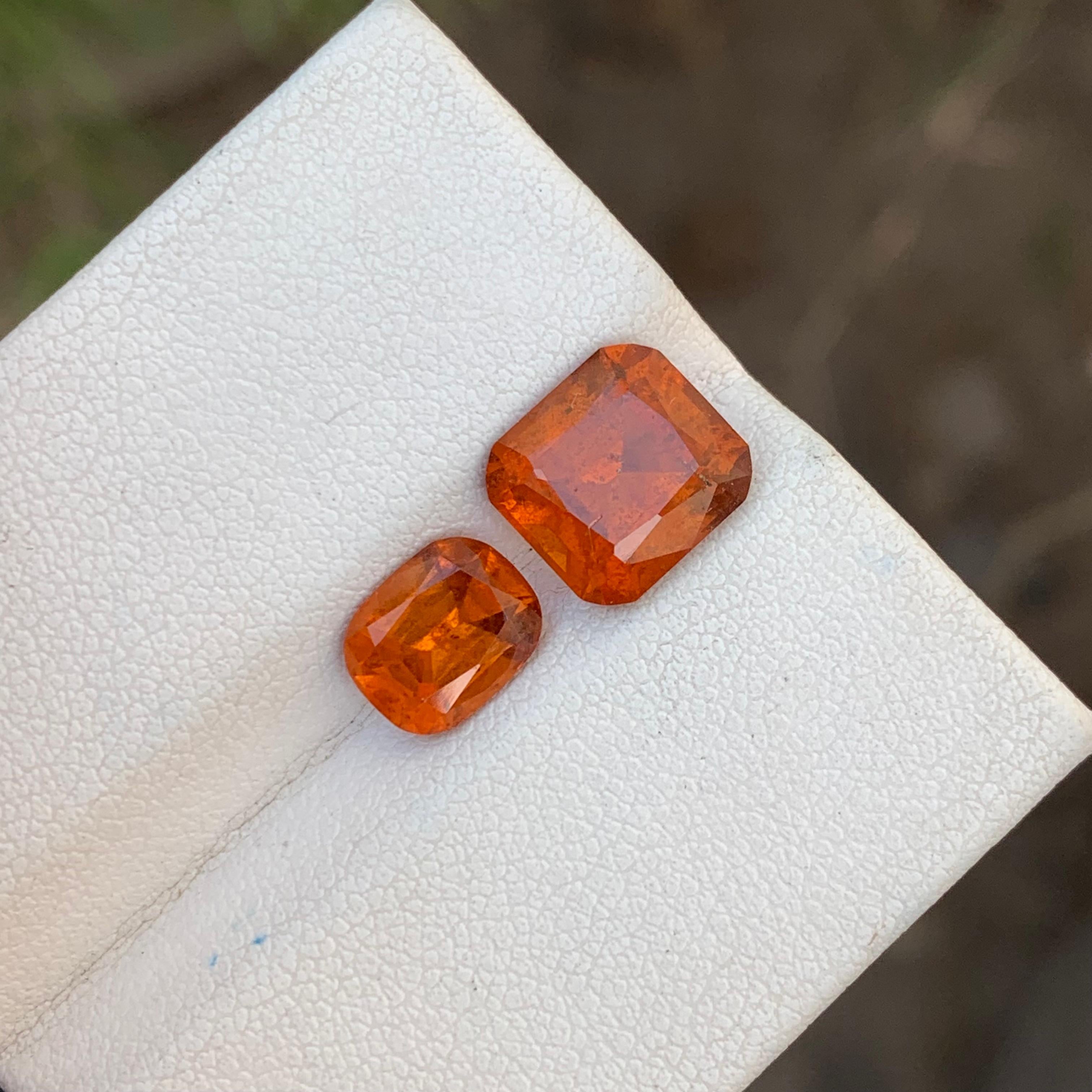 5.95 Carats Natural Loose Hessonite Garnet 2 Pieces For Ring Jewelry Making  For Sale 13