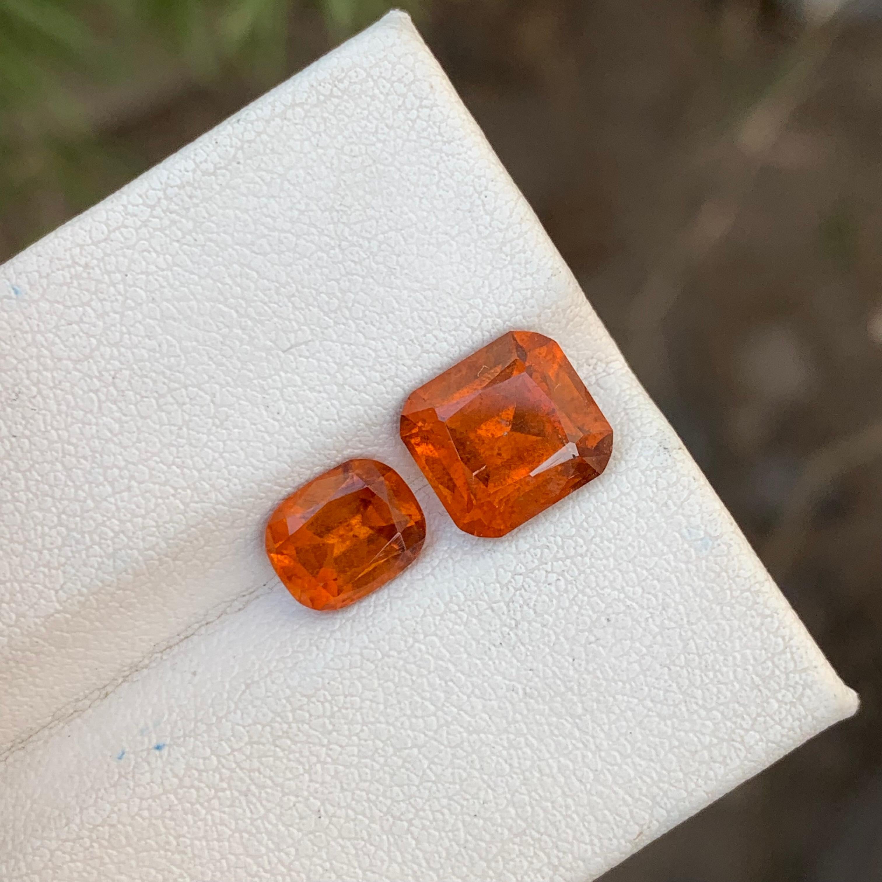 5.95 Carats Natural Loose Hessonite Garnet 2 Pieces For Ring Jewelry Making  en vente 14