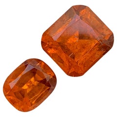 Used 5.95 Carats Natural Loose Hessonite Garnet 2 Pieces For Ring Jewelry Making 