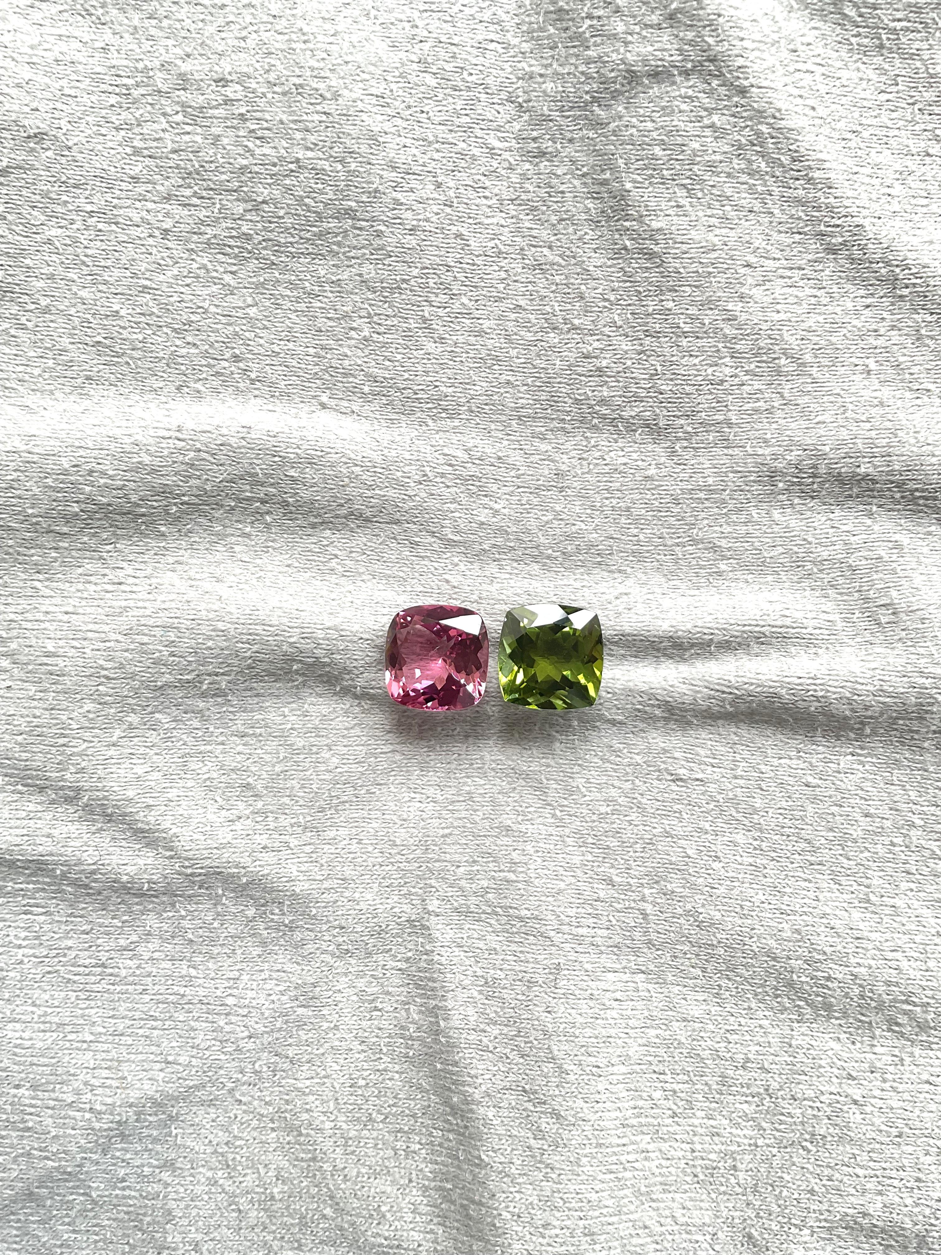 5.95 Carats Tourmaline Cushion 2 Piece Faceted Cut stone Top Quality Natural gem Neuf - En vente à Jaipur, RJ