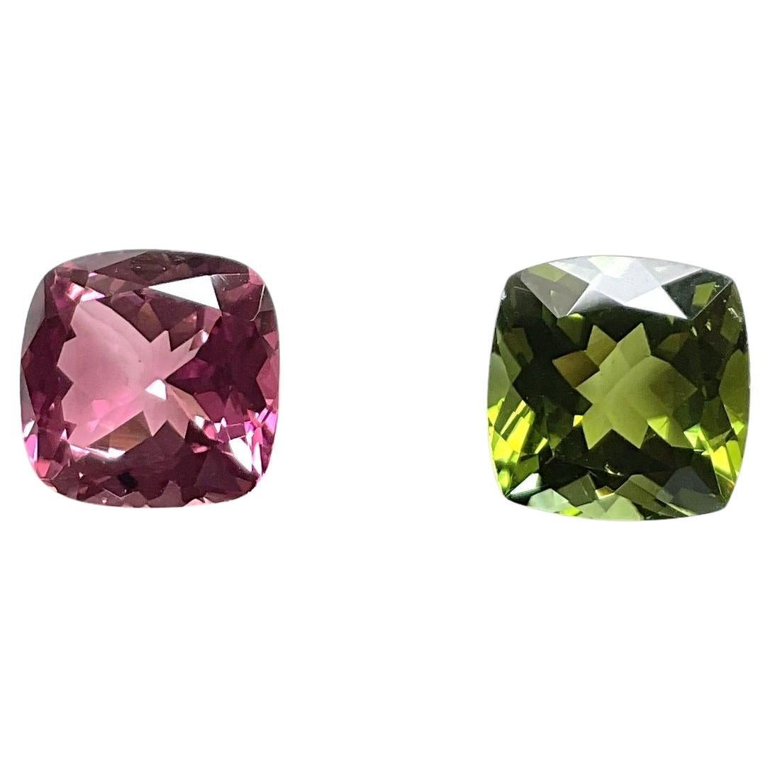 5.95 Carats Tourmaline Cushion 2 Piece Faceted Cut stone Top Quality Natural gem en vente