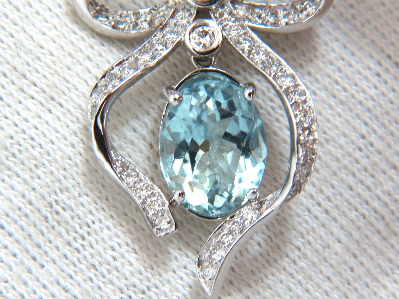 5.95ct natural aquamarine diamonds dangle earrings 14kt ribbon bowtie deco 1