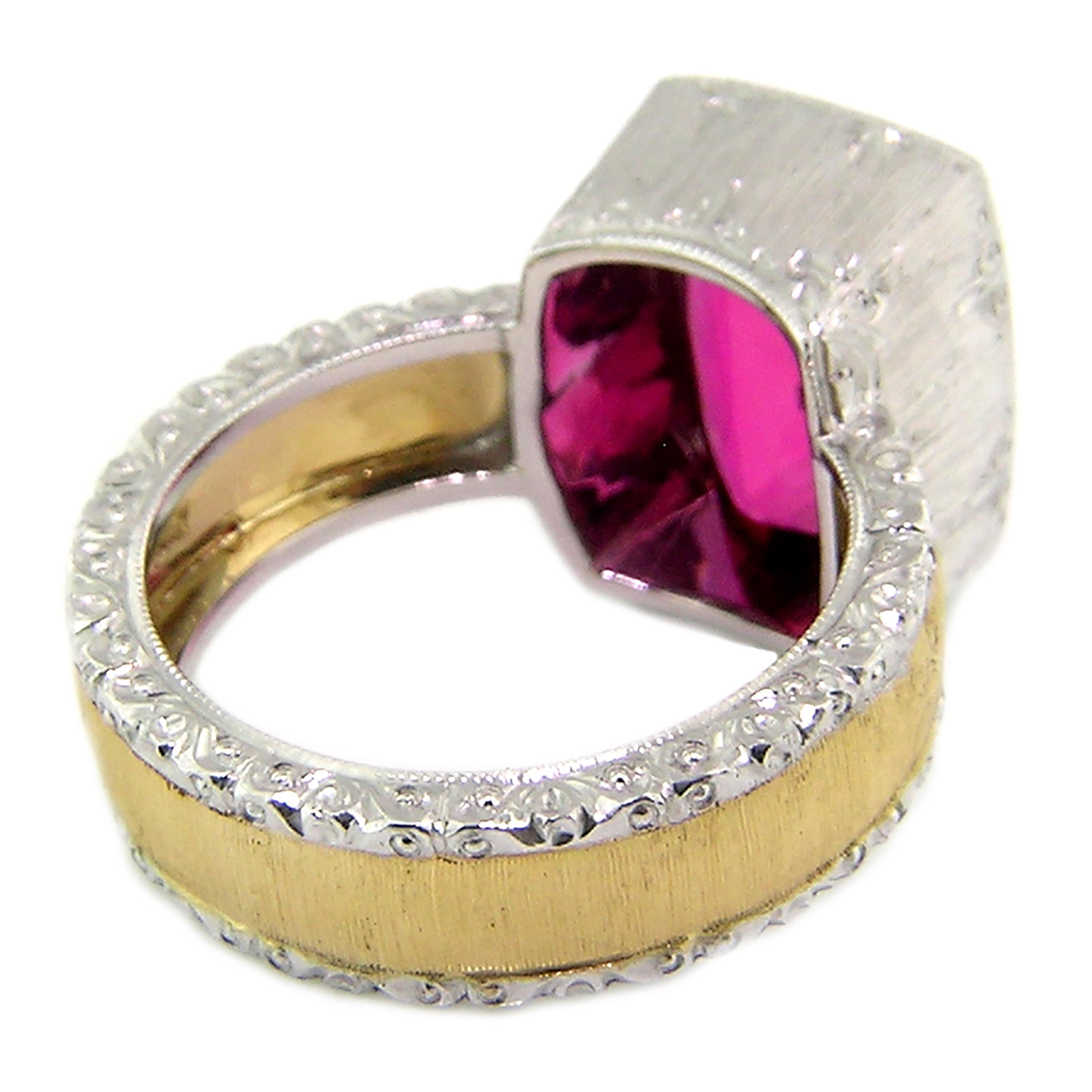 Ring aus 18 Karat Rubellit und Turmalin mit 5,95 Karat, hergestellt in Italien von Cynthia Scott Jewelry Damen im Angebot