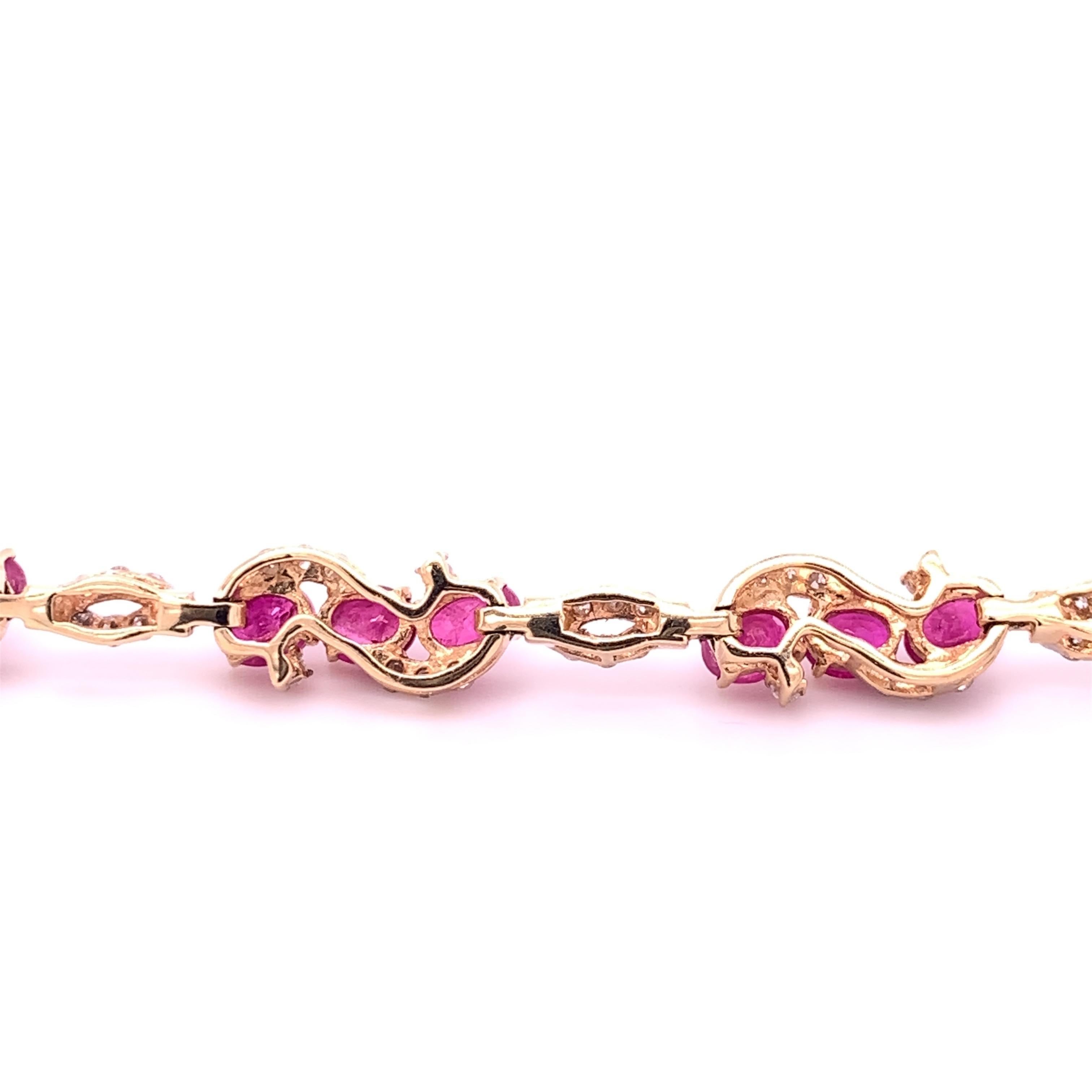 Contemporary 5.96 Carat Ruby Diamond Bracelet
