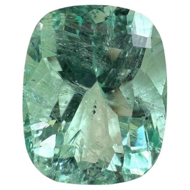 5.96 Carat Seafoam Green Colombian Emerald - Elongated Cushion Cut May Birthston