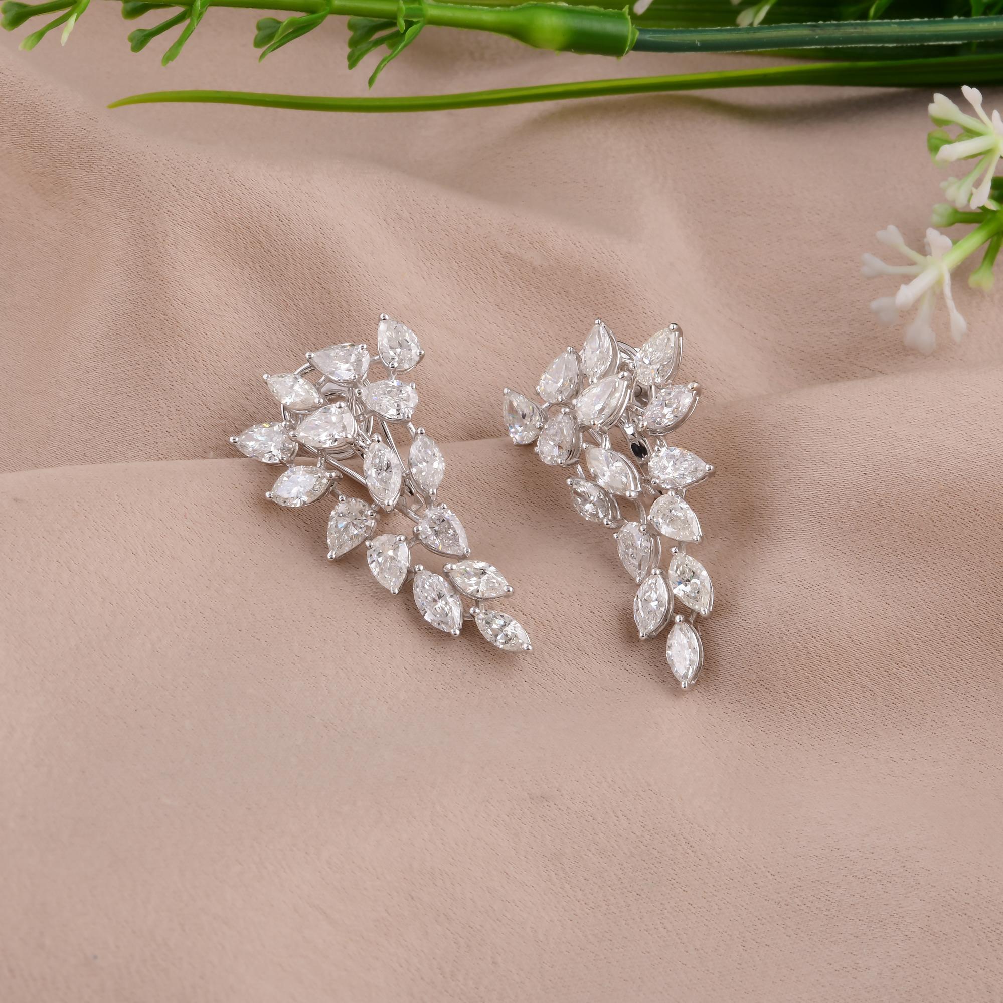 Moderne Boucles d'oreilles en or blanc 14 carats avec diamants taille poire marquise 5,96 carats SI/H en vente