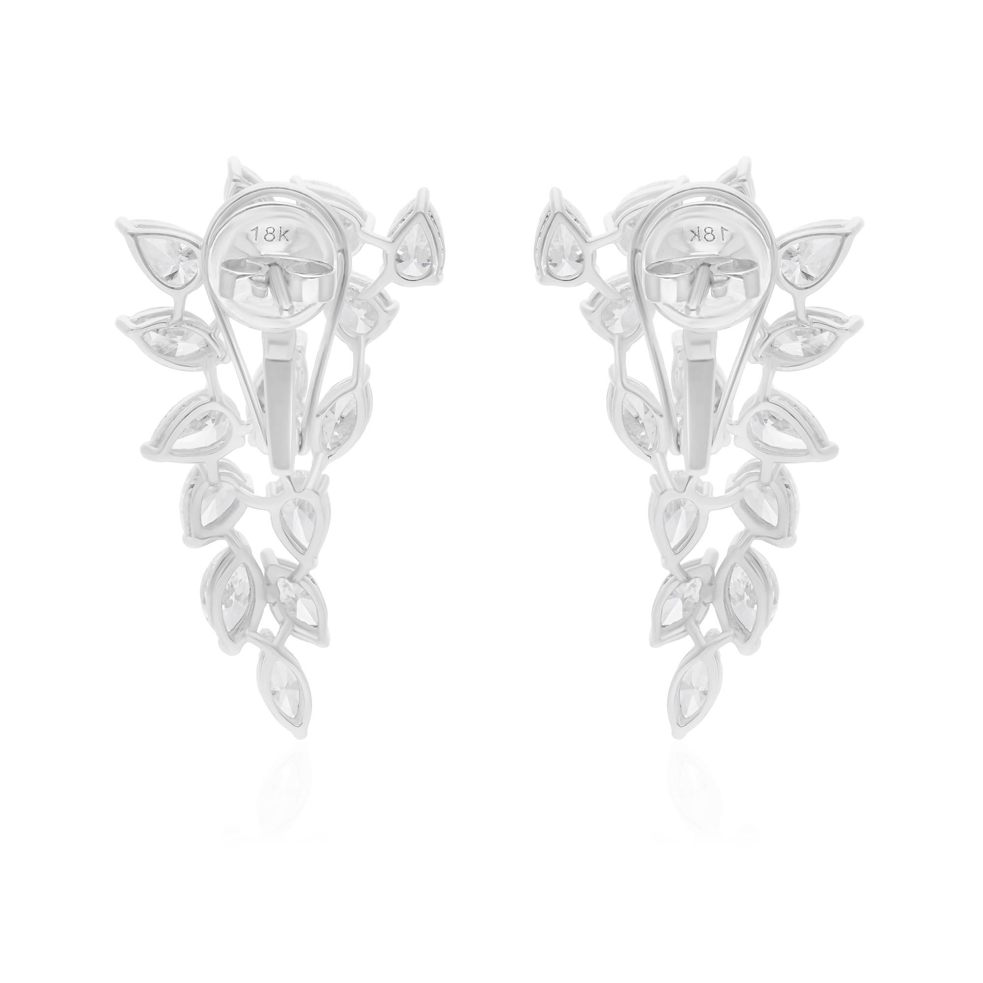 Boucles d'oreilles en or blanc 14 carats avec diamants taille poire marquise 5,96 carats SI/H Neuf - En vente à Diera, Dubai