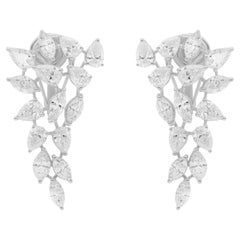 Orecchini di diamanti a pera e marquise da 5,96 carati SI/H Oro bianco 14 carati Gioielli di pregio