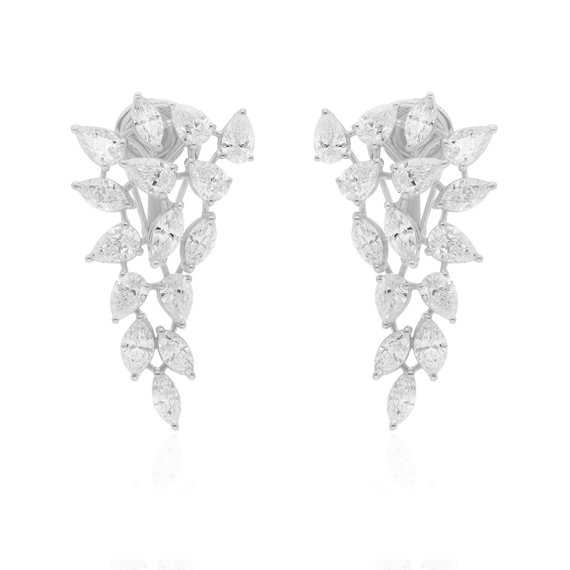 5,96 Karat SI/H Birnen-Marquise-Diamant-Ohrringe 14 Karat Weißgold feiner Schmuck