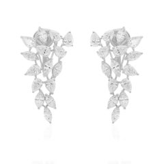 5.96 Carat SI/H Pear Marquise Diamond Earrings 14 Karat White Gold Fine Jewelry