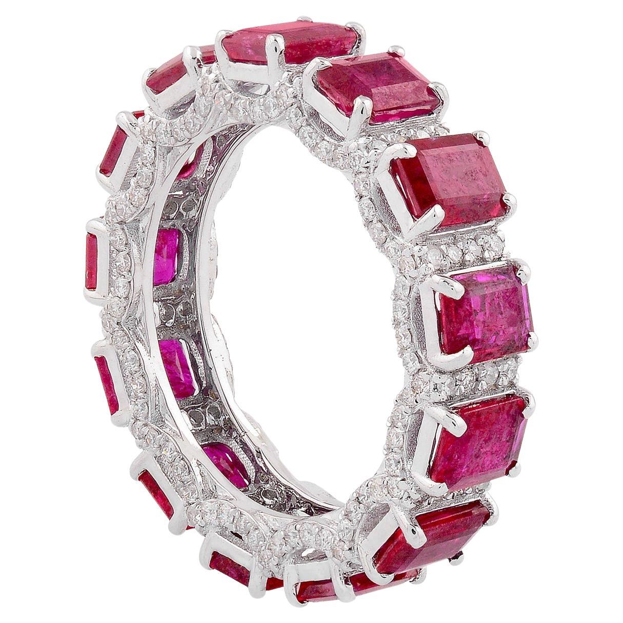 5.96 Carats Ruby Diamond 14 Karat Gold Eternity Ring