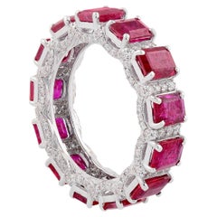 5,96 quilates rubí diamante 14 quilates oro anillo de la eternidad