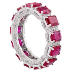 Bague d'éternité Done en or 14 carats avec rubis et diamants de 5,96 carats