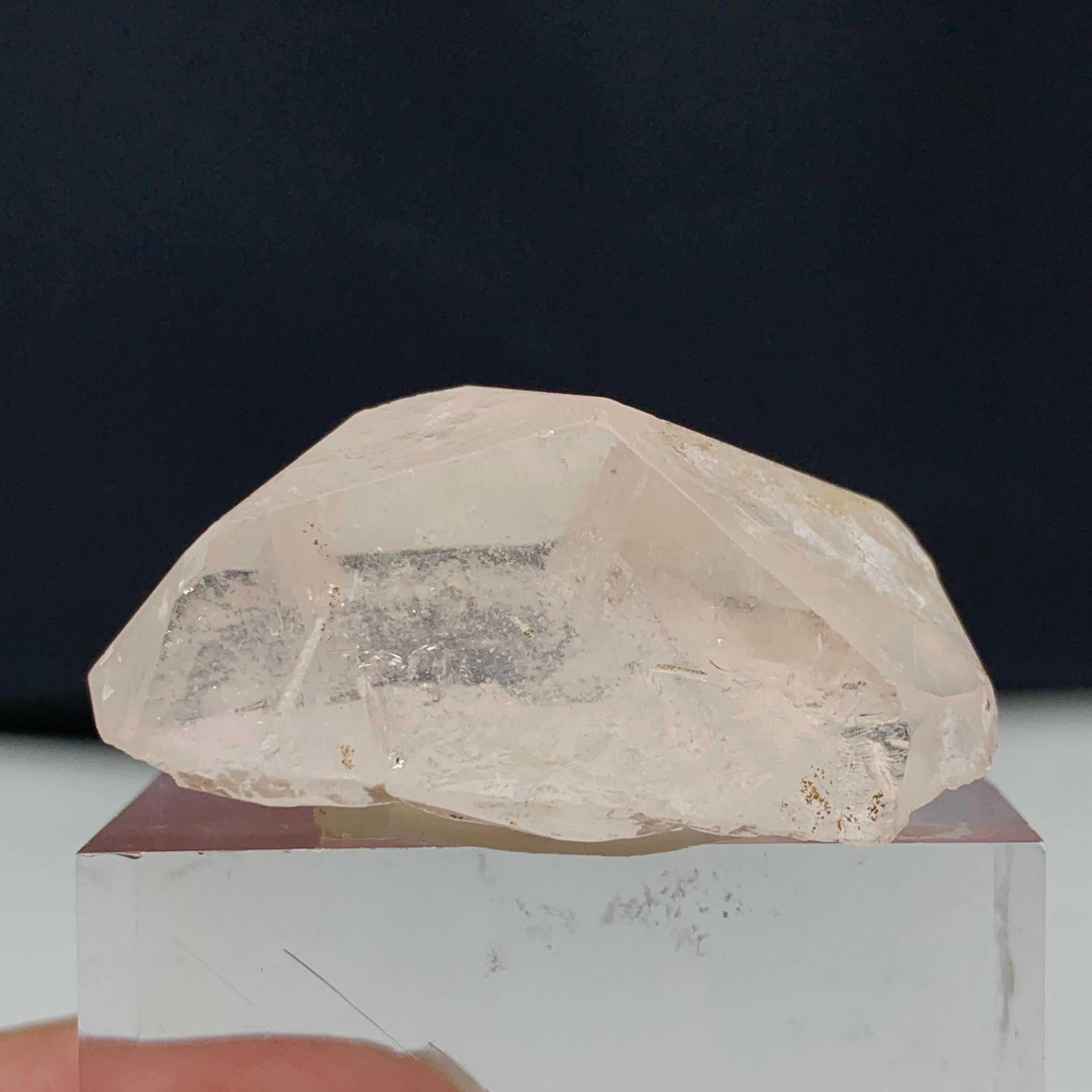 59.60 Carat Adorable Morganite Crystal From Kunar, Afghanistan 
Weight: 59.60 Carat 
Dimension: 1.5 x 3.7 x 1.8 Cm
Origin: Kunar, Afghanistan 

With its soft pinkish hue, morganite is often associated with innocence, sweetness, romance and love. In