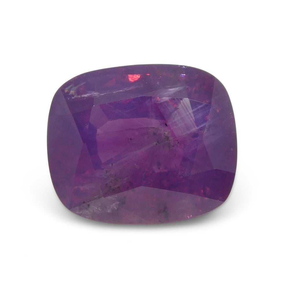 5.96ct Cushion Trapiche-Like Pinkish Purple Sapphire GIA Certified, Pakistan For Sale 6