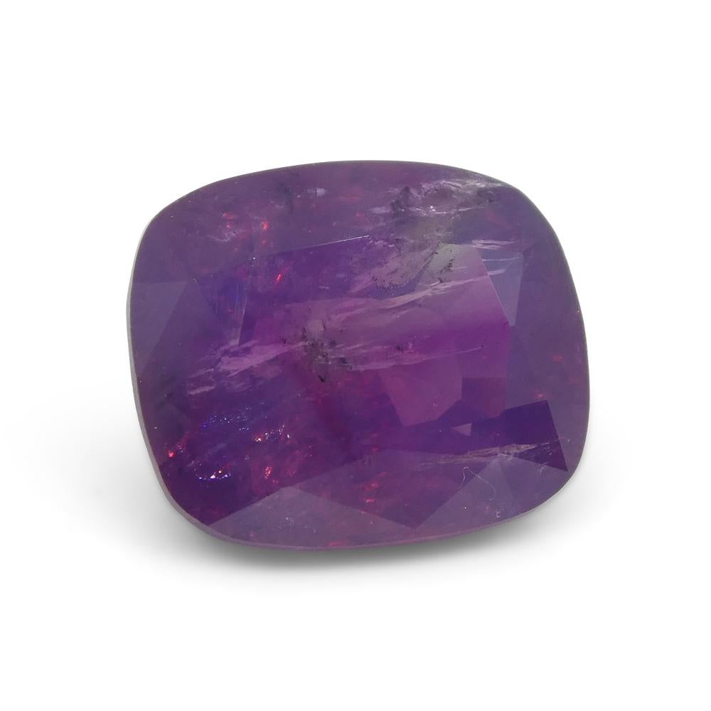 5.96ct Cushion Trapiche-Like Pinkish Purple Sapphire GIA Certified, Pakistan For Sale 7