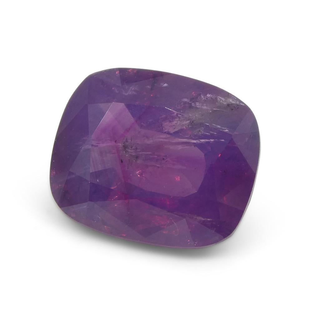 5.96ct Cushion Trapiche-Like Pinkish Purple Sapphire GIA Certified, Pakistan For Sale 8