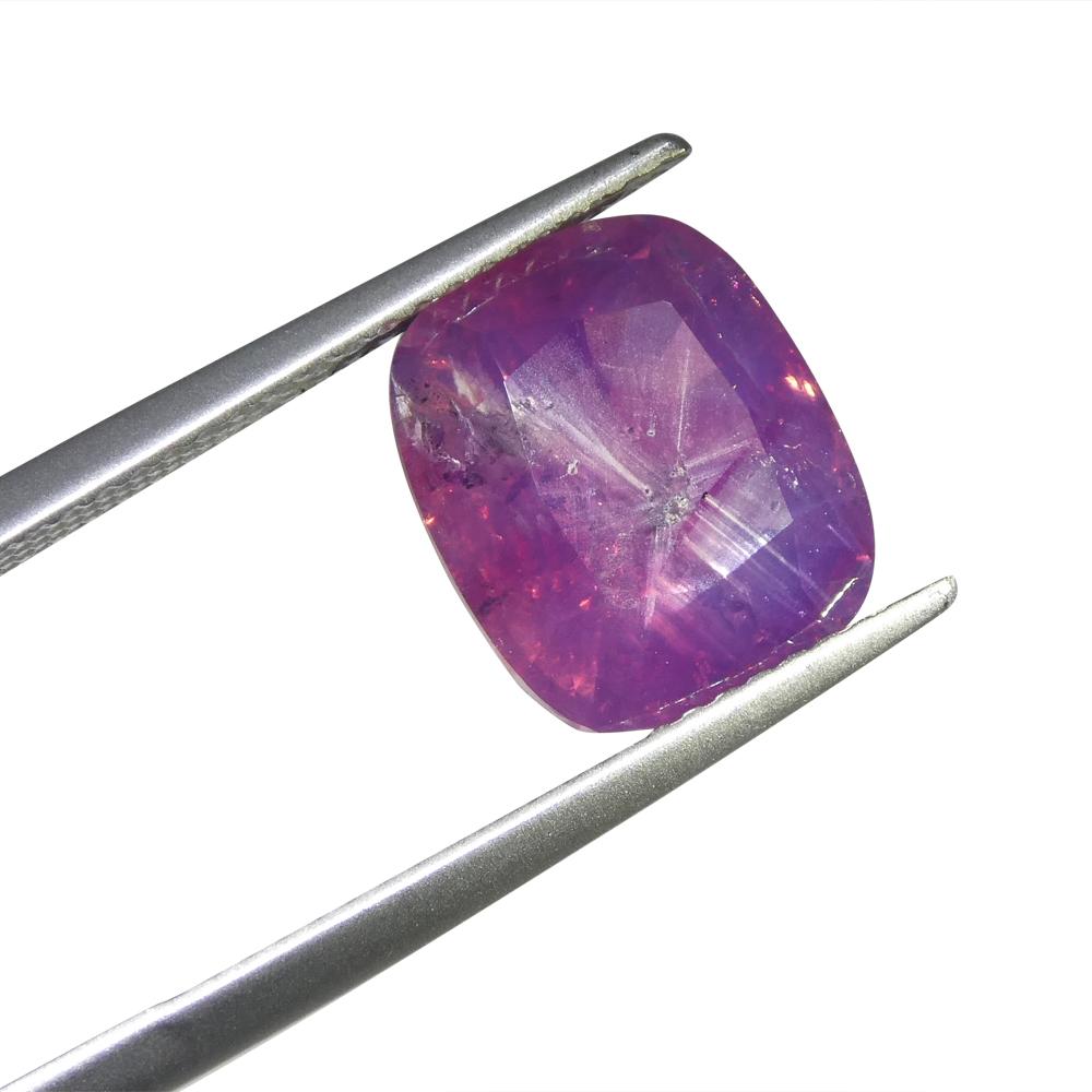 5.96ct Cushion Trapiche-Like Pinkish Purple Sapphire GIA Certified, Pakistan In New Condition For Sale In Toronto, Ontario