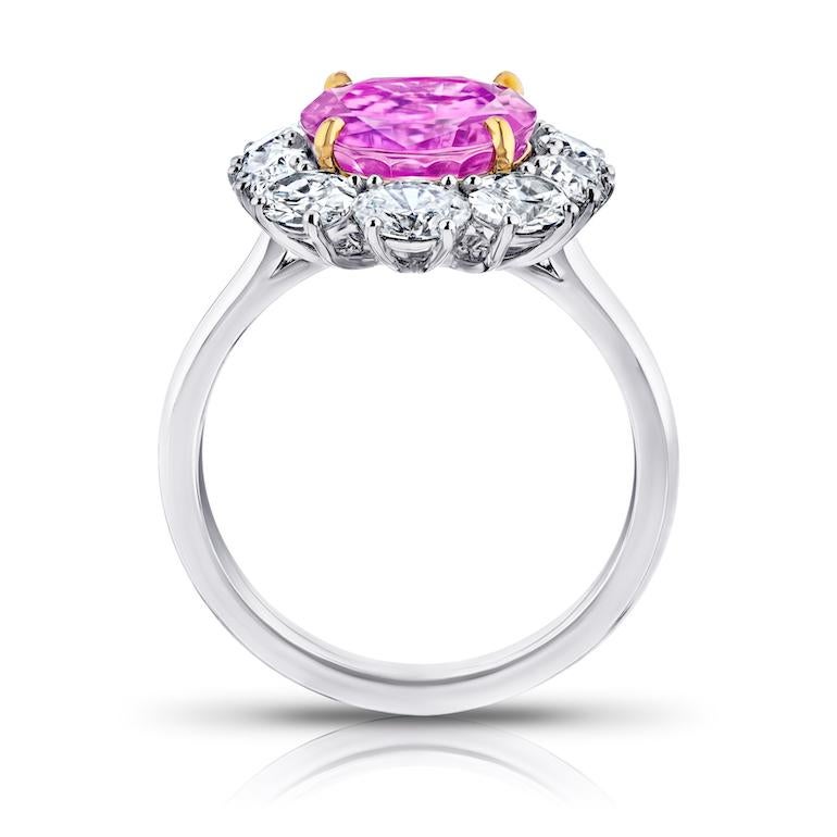 Contemporary 5.97 Carat Oval Pink Sapphire and Diamond Platinum and 18k Ring
