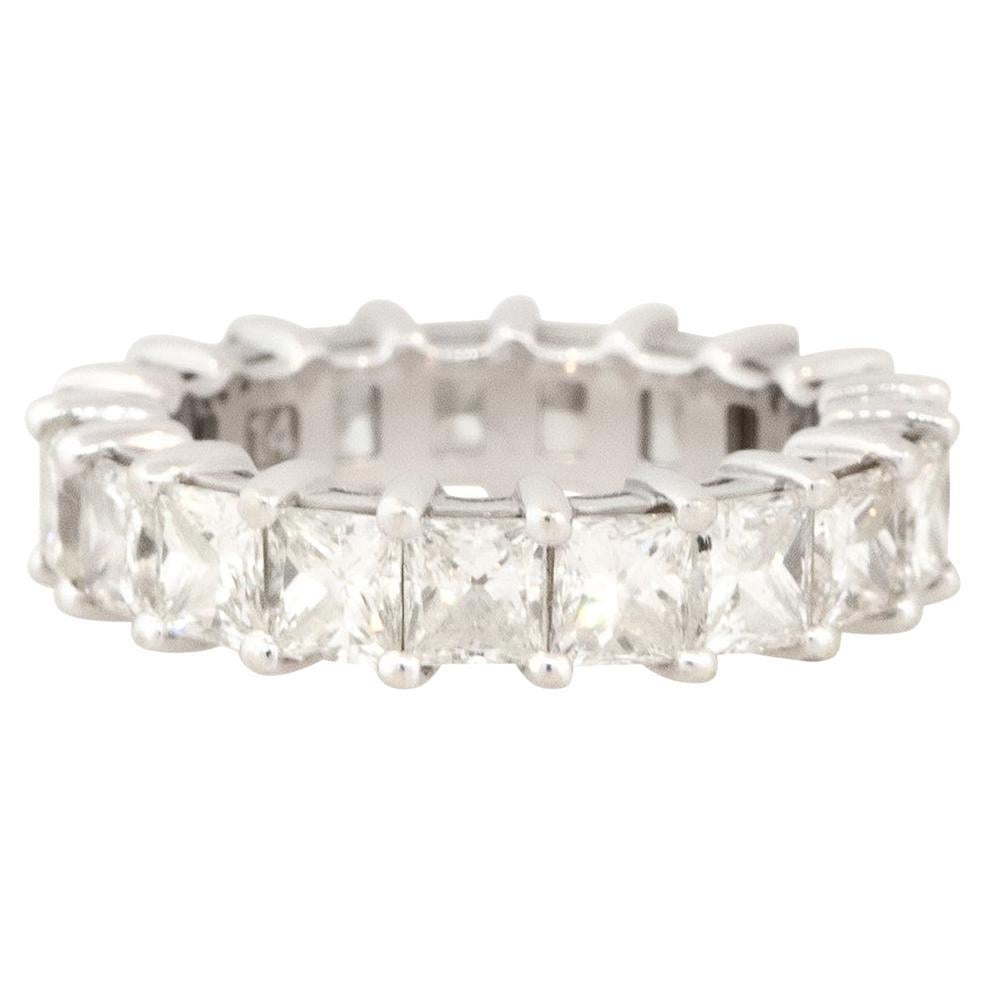 5.97 Carat Princess Cut Diamond Eternity Band 14 Karat in Stock For Sale