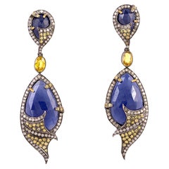 Boucles d'oreilles en or 18 carats avec saphir bleu de 59,75 carats et diamants