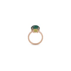 5.98 Carat Clear Emerald, Cats Eye & Diamond  Ring in 18K Yellow  Gold