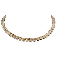5.98 Quilates G/SI1 Diamantes Brillantes Redondos Collar de Tenis Unisex Oro Amarillo 14K