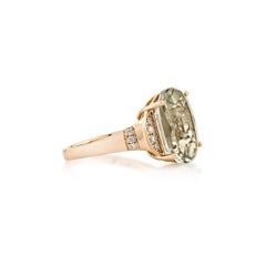 Sunita Nahata Green Amethyst 5.98ct. Fancy Ring in 18KYG with Diamond.