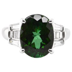 Anello da cocktail con tormalina cromo naturale e diamanti da 5,98 carati in platino