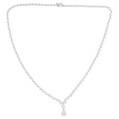 Collar de diamantes pera de oro blanco de 18 quilates naturales de 5,98 quilates con claridad SI y color HI