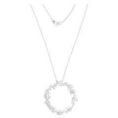 5,98 Karat SI/HI Diamant-Halskette mit Kreis-Anhänger aus 10 Karat Weißgold mit Diamanten