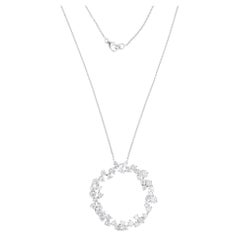 5.98 Carat SI/HI Diamond Circle Pendant Necklace 14 Karat White Gold Jewelry