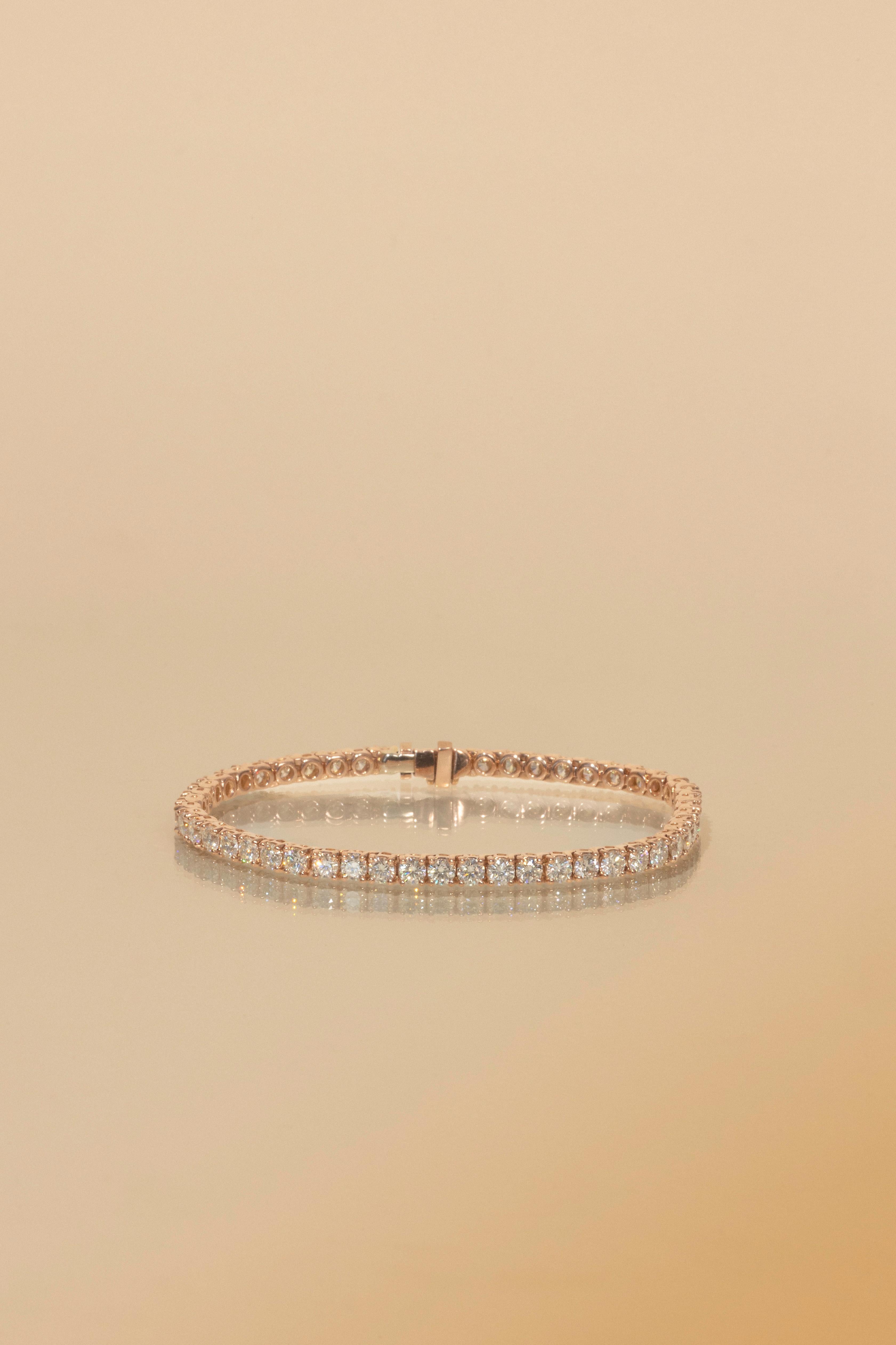 Bracelet tennis de 5,98 carats, diamants KL VS de 3,10 mm en or rose Neuf - En vente à Brasschaat, BE