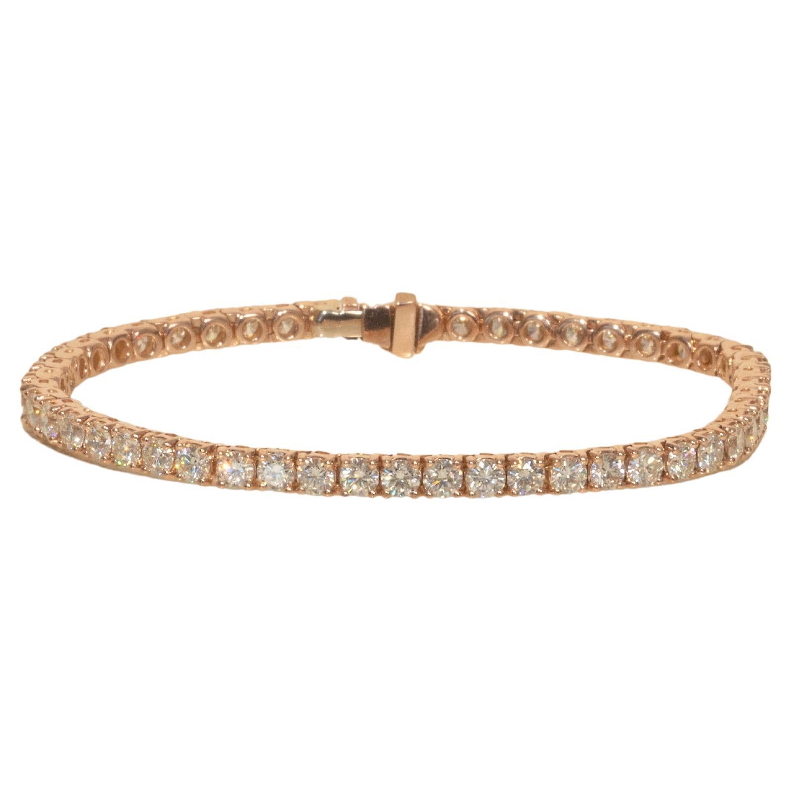 Bracciale Tennis da 5,98 carati, diamanti KL VS 3,10 mm in oro rosa